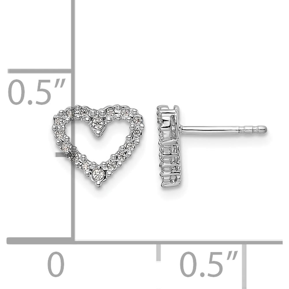 14K White Gold Diamond Heart Earrings - 0.116 Carat Total Diamond Weight by Oro Pregiato