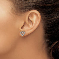 14K White Gold Diamond Heart Earrings - 0.116 Carat Total Diamond Weight by Oro Pregiato