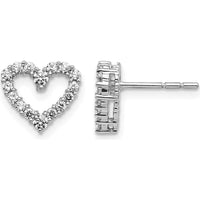 14K White Gold Diamond Heart Earrings - 1.00 Carat Total Diamond Weight by Oro Pregiato