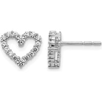 14K White Gold Diamond Heart Earrings - 1.00 Carat Total Diamond Weight by Oro Pregiato