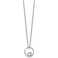 14K White Gold Diamond Heart in Circle Pendant Necklace - 0.02 Carat Total Diamond Weight by Monteluci Fine Jewelry