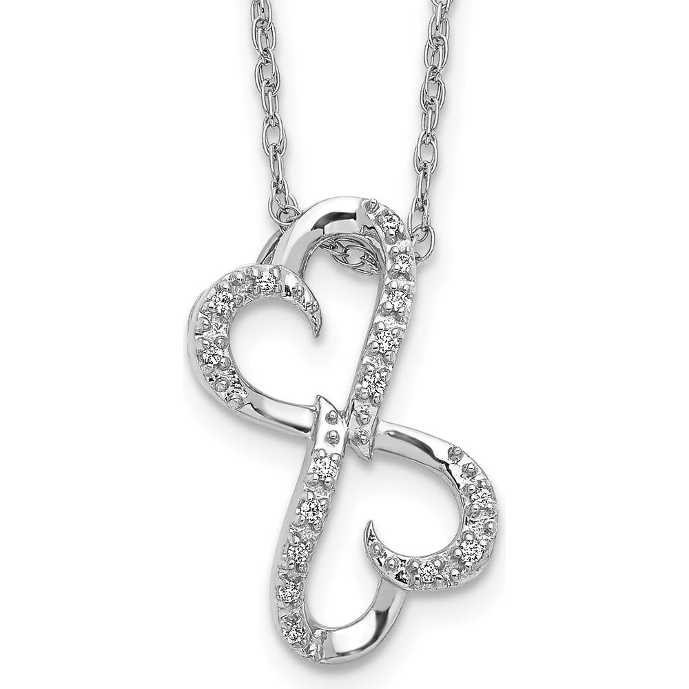 14K White Gold Diamond Heart Infinity Pendant Necklace - 0.007 Carat Total Diamond Weight by Monteluci Fine Jewelry