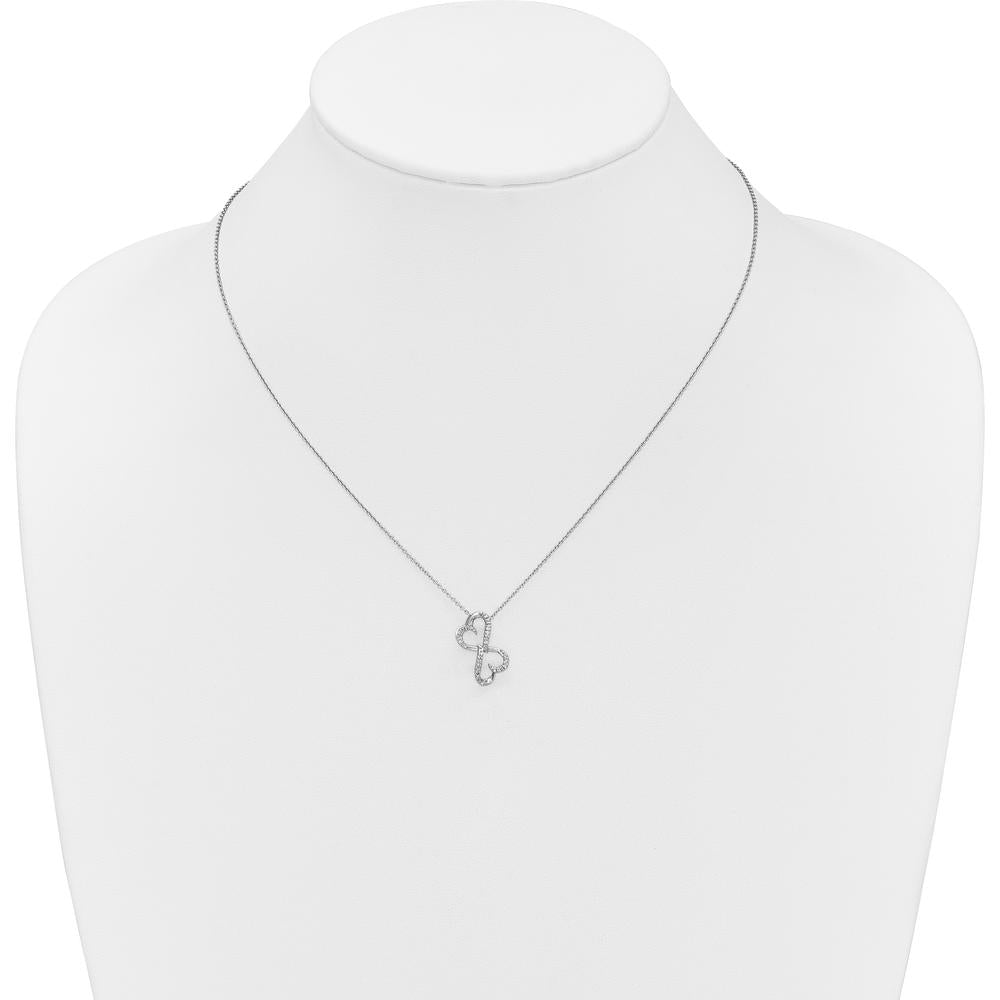 14K White Gold Diamond Heart Infinity Pendant Necklace - 0.007 Carat Total Diamond Weight by Monteluci Fine Jewelry