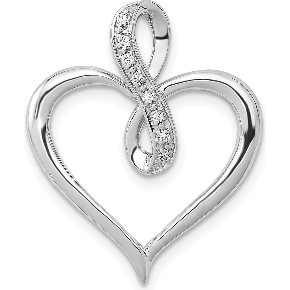 14K White Gold Diamond Heart Infinity Pendant with 0.006 Carat Round Diamonds by Monteluci Fine Jewelry