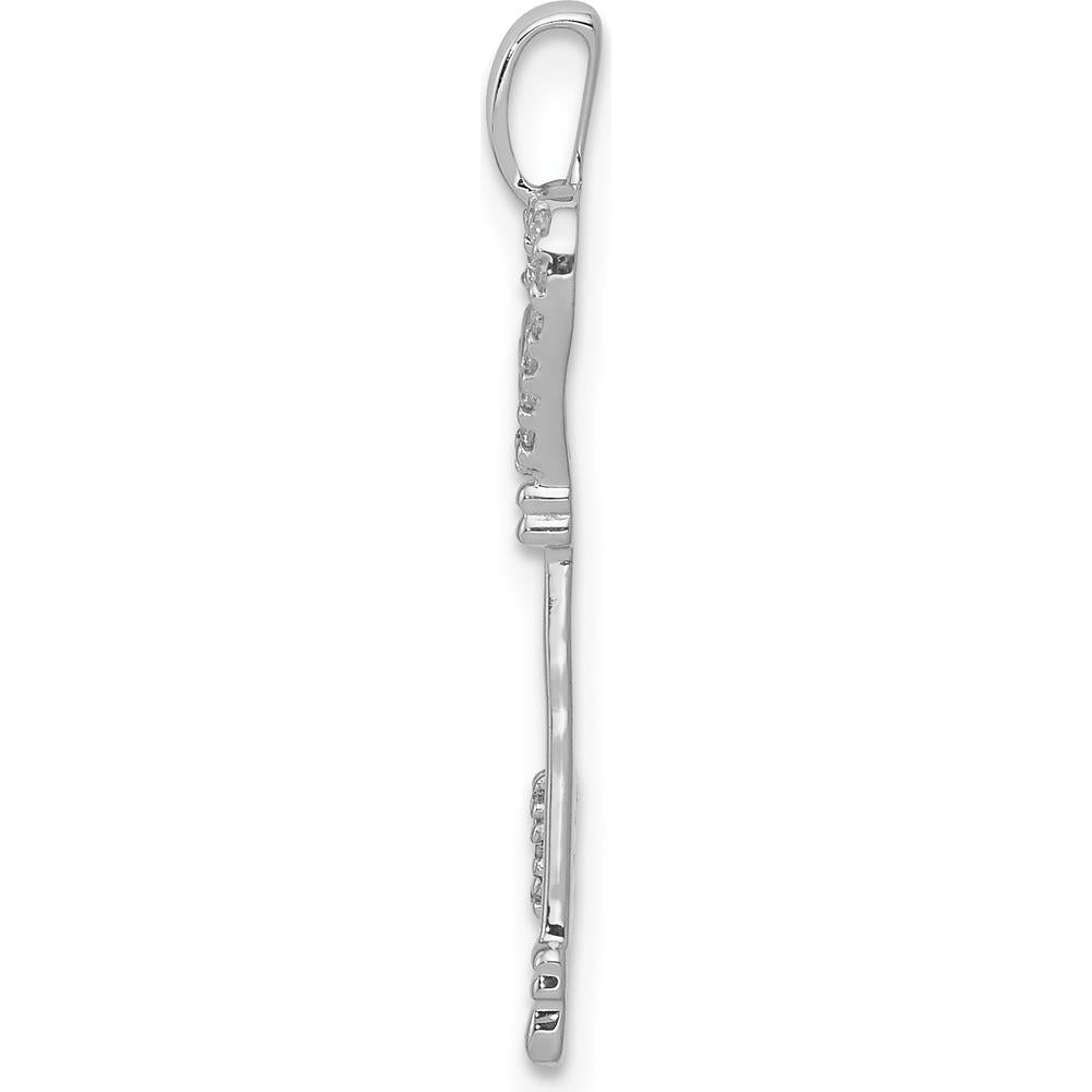 14K White Gold Diamond Heart Key Pendant - 1/10 Carat Total Diamond Weight by Monteluci Fine Jewelry