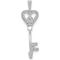 14K White Gold Diamond Heart Key Pendant - 1/10 Carat Total Diamond Weight by Monteluci Fine Jewelry
