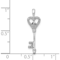 14K White Gold Diamond Heart Key Pendant - 1/10 Carat Total Diamond Weight by Monteluci Fine Jewelry