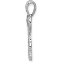 14K White Gold Diamond Heart Key Pendant with 15 Round Diamonds - 0.004 Carat Total Diamond Weight by Monteluci Fine Jewelry