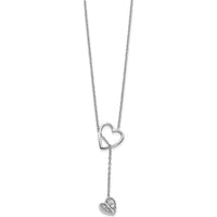 14K White Gold Diamond Heart Lariat Necklace with Round Diamonds - 0.04 Carat Total Diamond Weight by Monteluci Fine Jewelry