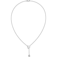 14K White Gold Diamond Heart Lariat Necklace with Round Diamonds - 0.04 Carat Total Diamond Weight by Monteluci Fine Jewelry