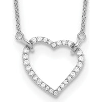 14K White Gold Diamond Heart Necklace with 1/5 Carat Round Diamonds - Polished 18" Cable Chain by Monteluci Fine Jewelry