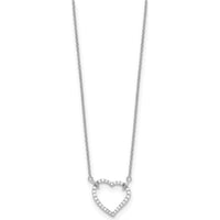 14K White Gold Diamond Heart Necklace with 1/5 Carat Round Diamonds - Polished 18" Cable Chain by Monteluci Fine Jewelry
