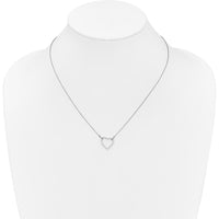 14K White Gold Diamond Heart Necklace with 1/5 Carat Round Diamonds - Polished 18" Cable Chain by Monteluci Fine Jewelry