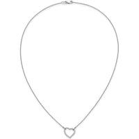 14K White Gold Diamond Heart Necklace with 1/5 Carat Round Diamonds - Polished 18" Cable Chain by Monteluci Fine Jewelry