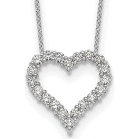 14K White Gold Diamond Heart Necklace with Round Diamonds - 1.00 Carat Total Diamond Weight by Monteluci Fine Jewelry