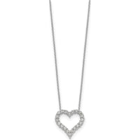 14K White Gold Diamond Heart Necklace with Round Diamonds - 1.00 Carat Total Diamond Weight by Monteluci Fine Jewelry