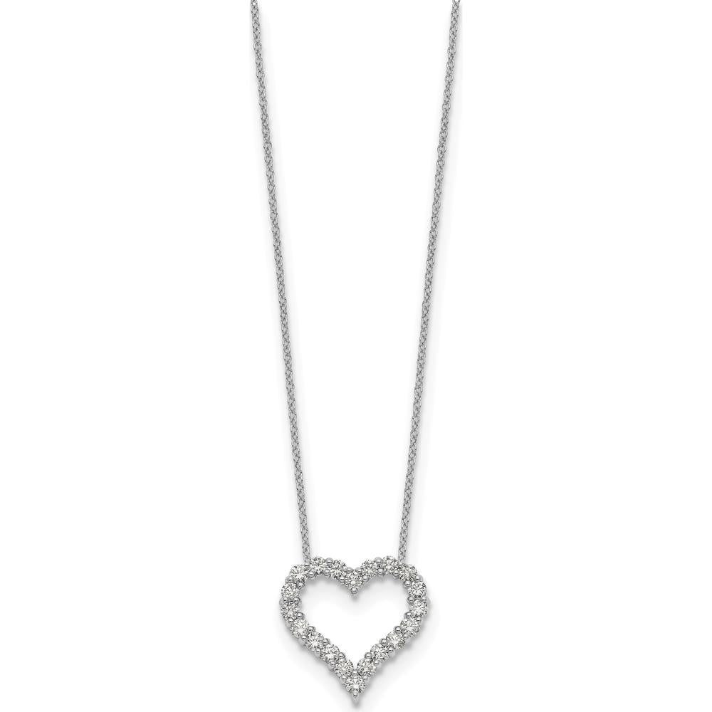14K White Gold Diamond Heart Necklace with Round Diamonds - 1.00 Carat Total Diamond Weight by Monteluci Fine Jewelry