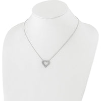 14K White Gold Diamond Heart Necklace with Round Diamonds - 1.00 Carat Total Diamond Weight by Monteluci Fine Jewelry