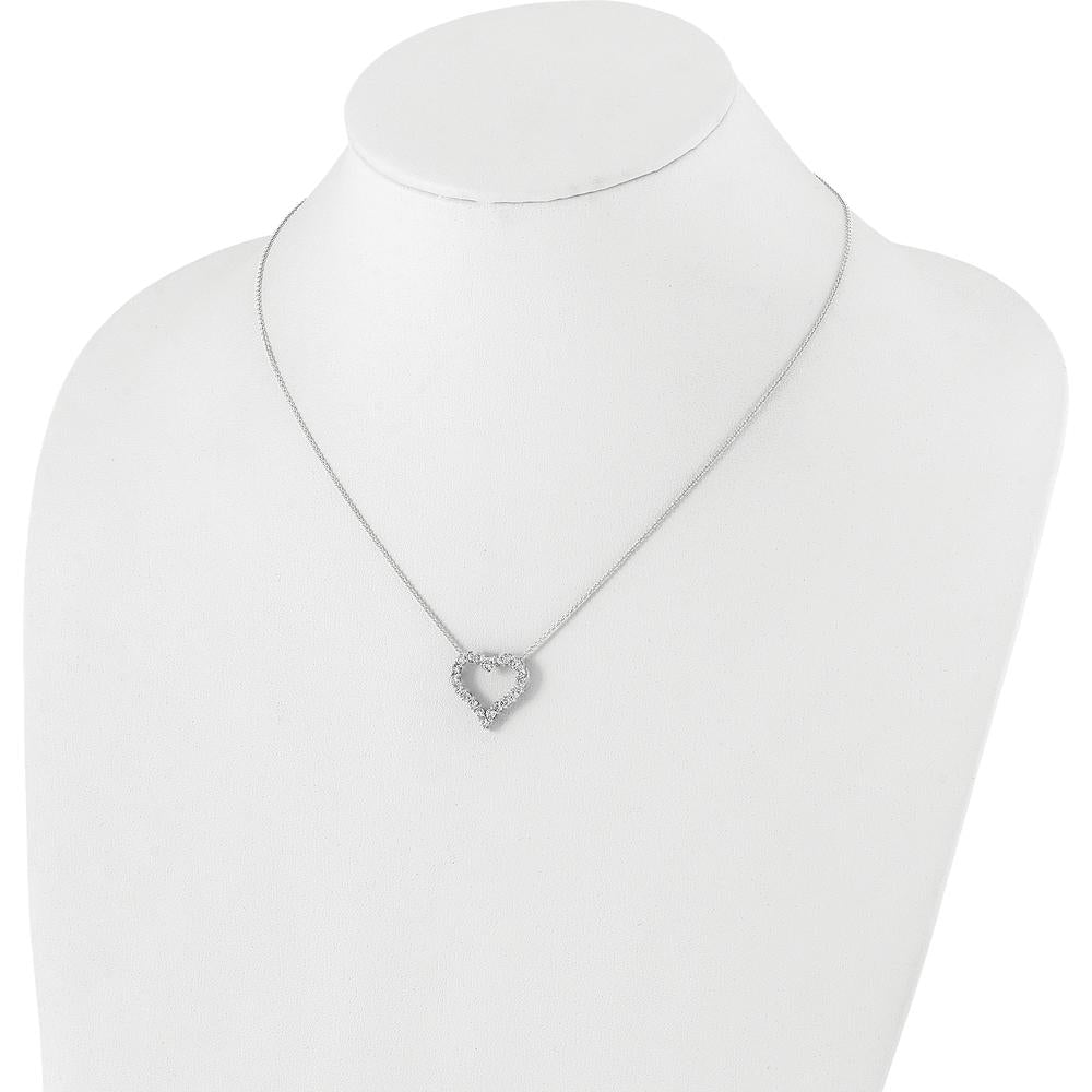 14K White Gold Diamond Heart Necklace with Round Diamonds - 1.00 Carat Total Diamond Weight by Monteluci Fine Jewelry