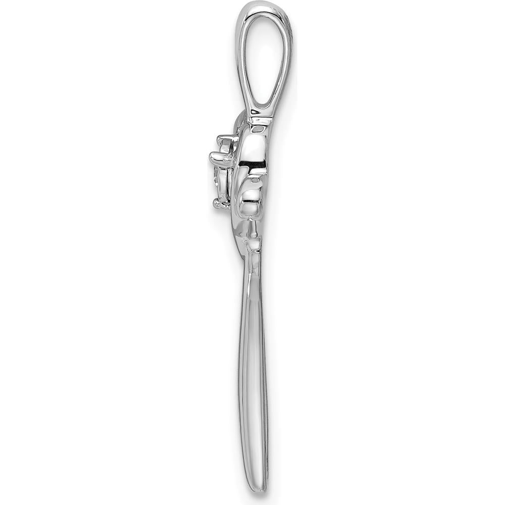 14K White Gold Diamond Heart Omega Slide Pendant with 0.05 Carat Round Diamond by Monteluci Fine Jewelry