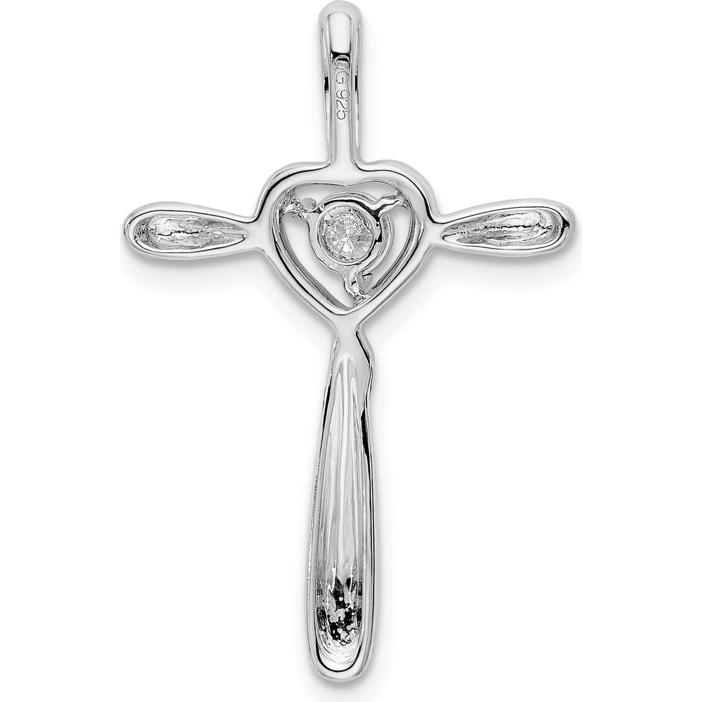 14K White Gold Diamond Heart Omega Slide Pendant with 0.05 Carat Round Diamond by Monteluci Fine Jewelry