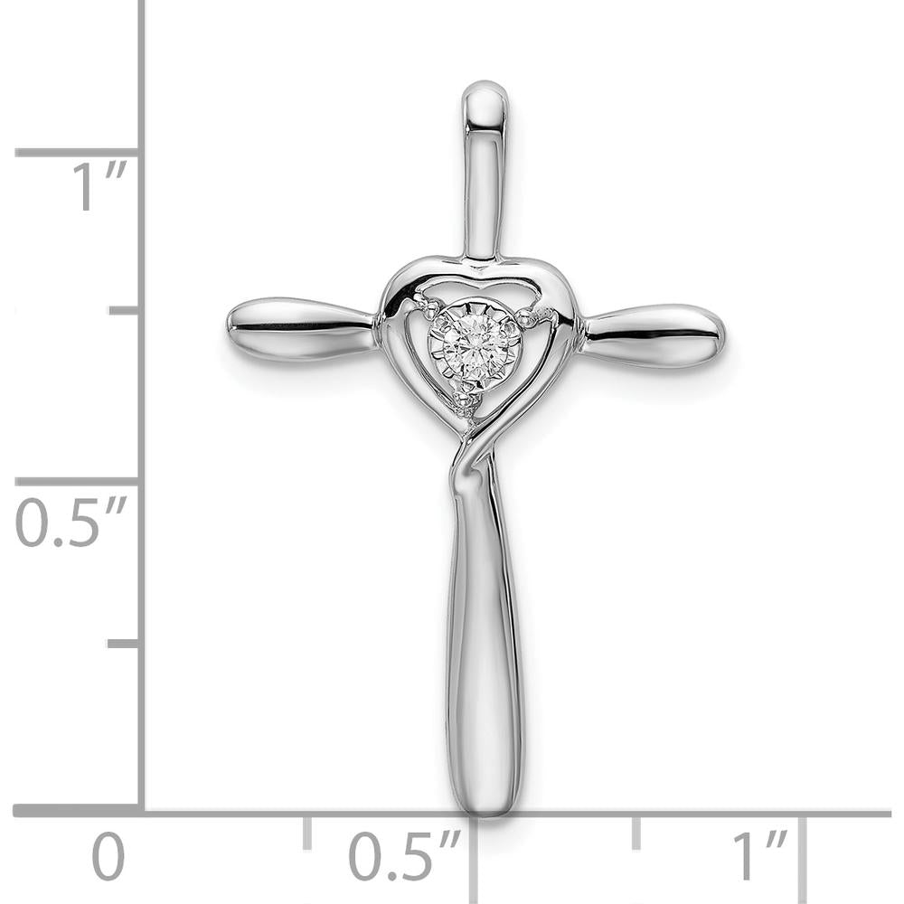 14K White Gold Diamond Heart Omega Slide Pendant with 0.05 Carat Round Diamond by Monteluci Fine Jewelry