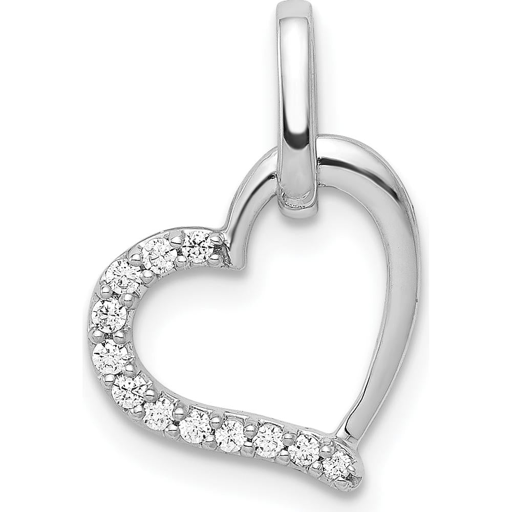 14K White Gold Diamond Heart Pendant - 1/15 Carat Total Diamond Weight by Monteluci Fine Jewelry