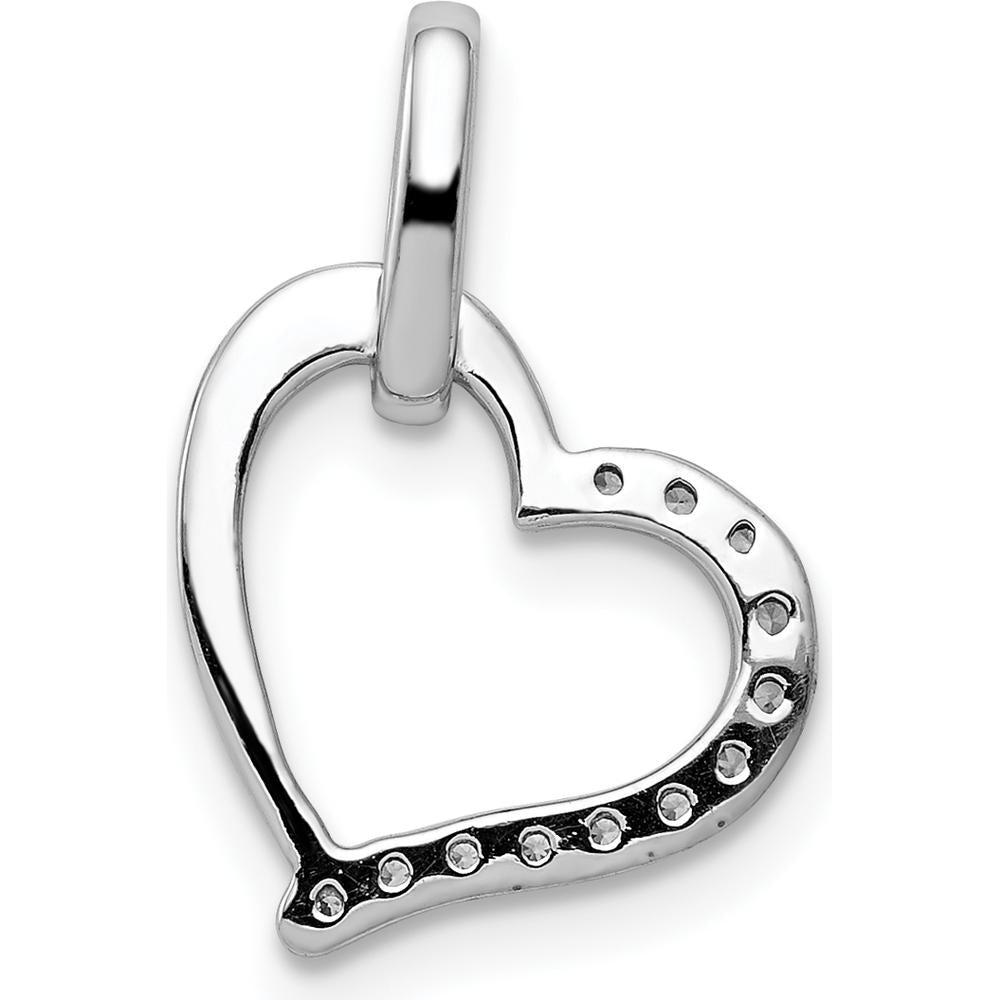 14K White Gold Diamond Heart Pendant - 1/15 Carat Total Diamond Weight by Monteluci Fine Jewelry
