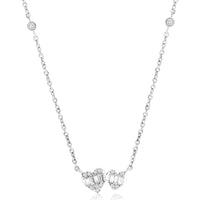 14K White Gold Diamond Heart Pendant Necklace - 0.17 Carats Total Diamond Weight