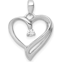 14K White Gold Diamond Heart Pendant with 0.05 Carat Round Diamond by Monteluci Fine Jewelry