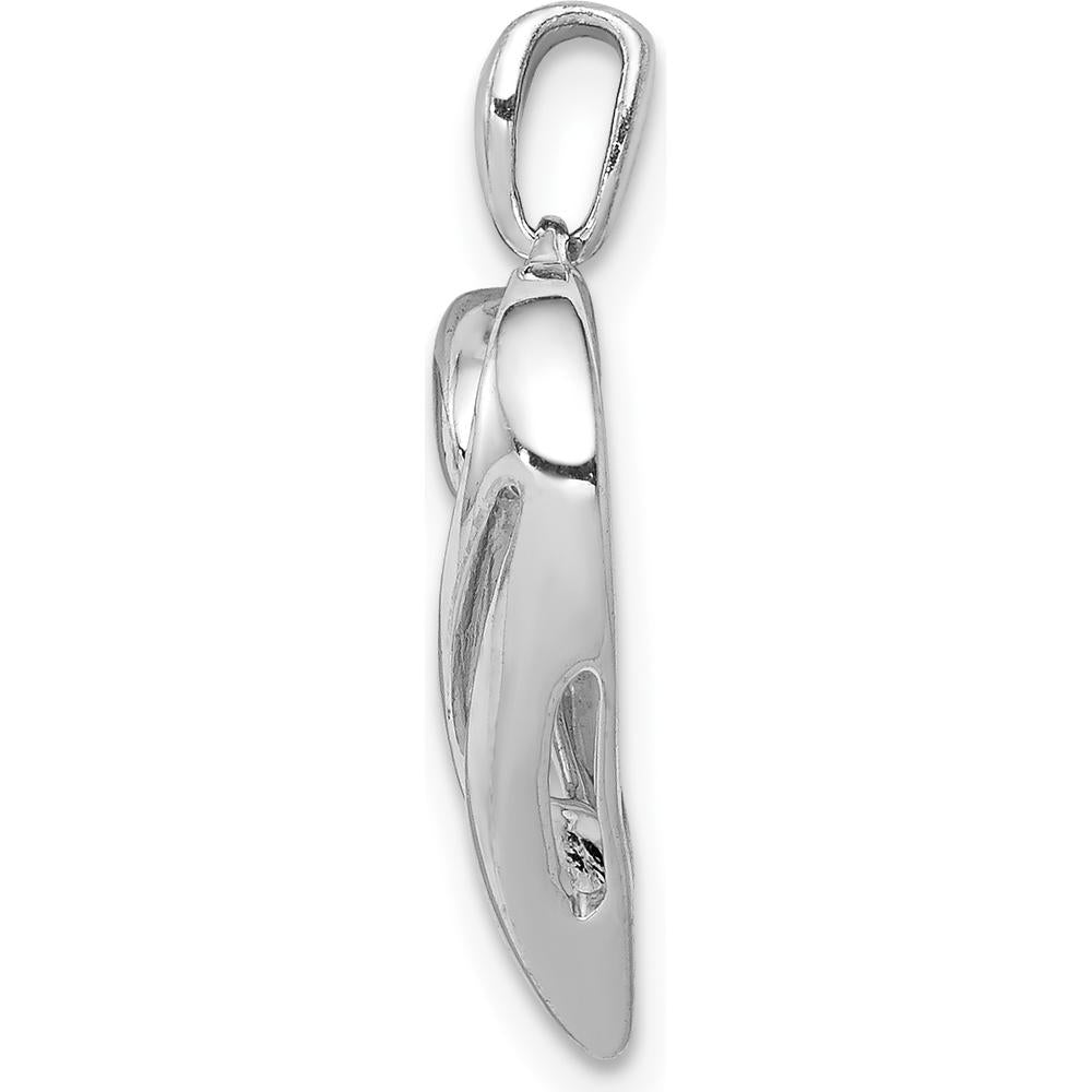 14K White Gold Diamond Heart Pendant with 0.05 Carat Round Diamond by Monteluci Fine Jewelry