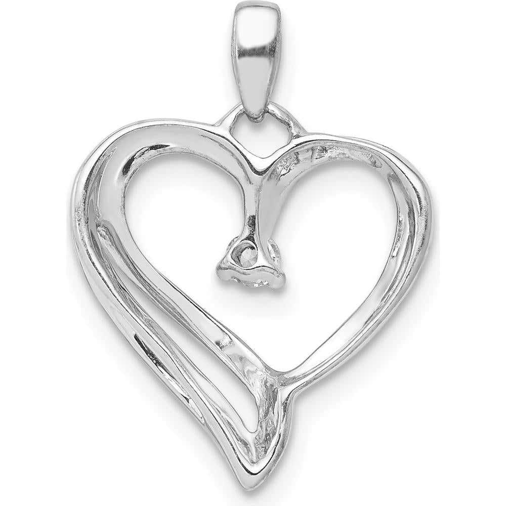 14K White Gold Diamond Heart Pendant with 0.05 Carat Round Diamond by Monteluci Fine Jewelry