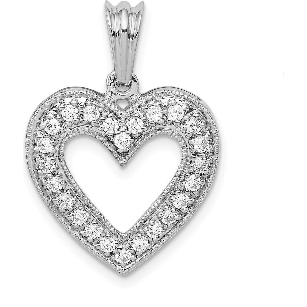 14K White Gold Diamond Heart Pendant with 1/3 Carat Total Diamond Weight by Monteluci Fine Jewelry
