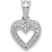 14K White Gold Diamond Heart Pendant with 18 Round Diamonds - 0.011 Carat Total Diamond Weight by Monteluci Fine Jewelry