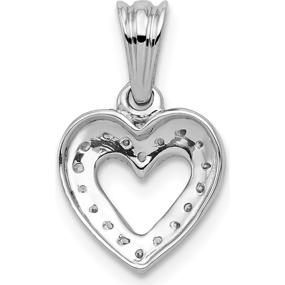 14K White Gold Diamond Heart Pendant with 18 Round Diamonds - 0.011 Carat Total Diamond Weight by Monteluci Fine Jewelry
