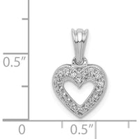 14K White Gold Diamond Heart Pendant with 18 Round Diamonds - 0.011 Carat Total Diamond Weight by Monteluci Fine Jewelry