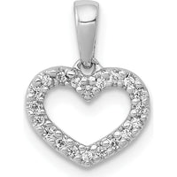14K White Gold Diamond Heart Pendant with 20 Round Diamonds - 0.03 Carat Total Diamond Weight by Monteluci Fine Jewelry