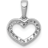 14K White Gold Diamond Heart Pendant with 20 Round Diamonds - 0.03 Carat Total Diamond Weight by Monteluci Fine Jewelry
