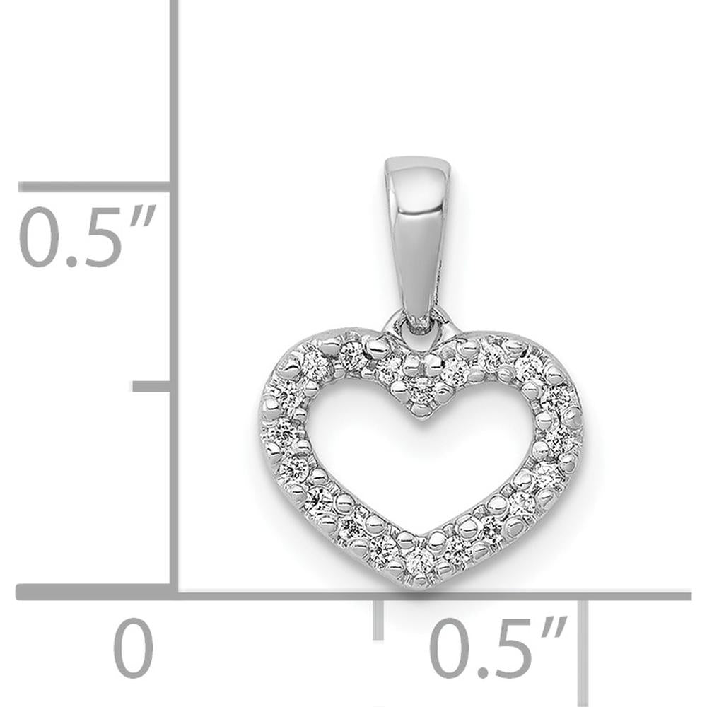 14K White Gold Diamond Heart Pendant with 20 Round Diamonds - 0.03 Carat Total Diamond Weight by Monteluci Fine Jewelry