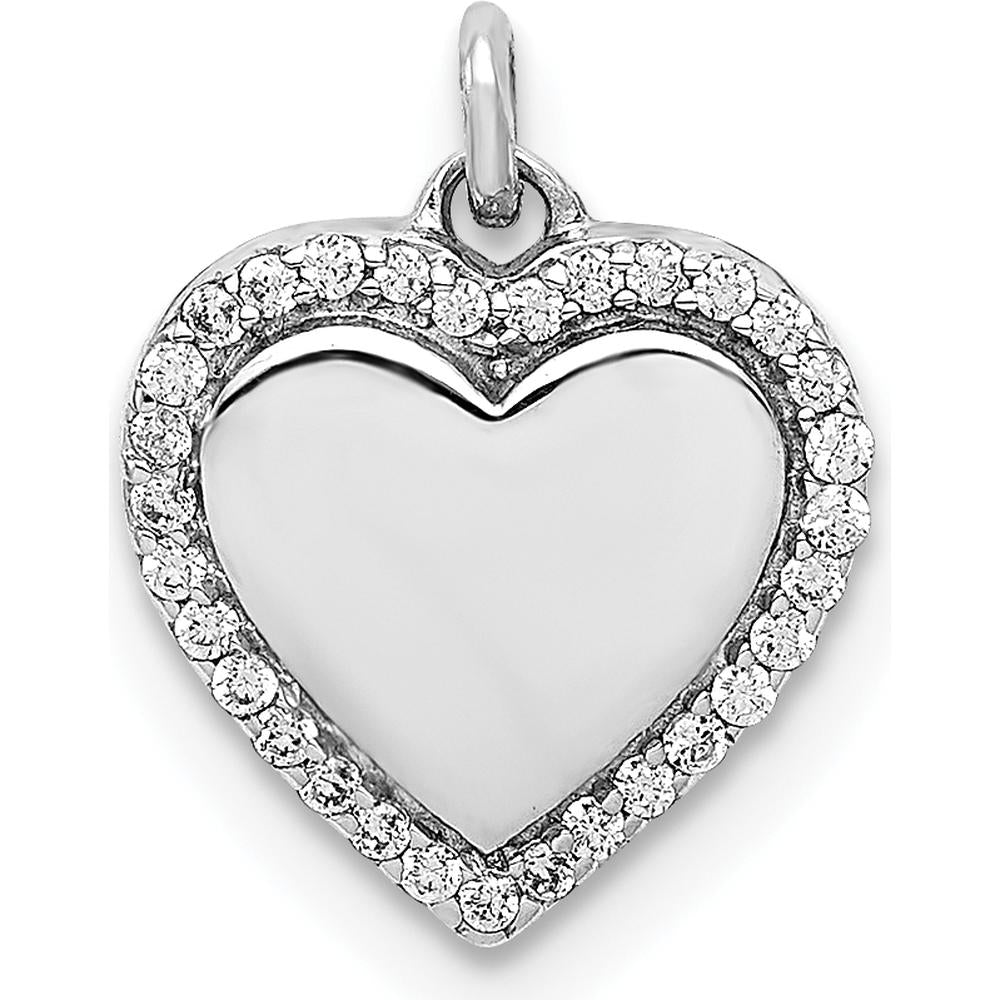14K White Gold Diamond Heart Pendant with 31 Round Diamonds - 0.003 Carat Total Diamond Weight by Monteluci Fine Jewelry