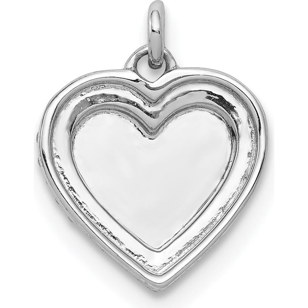 14K White Gold Diamond Heart Pendant with 31 Round Diamonds - 0.003 Carat Total Diamond Weight by Monteluci Fine Jewelry