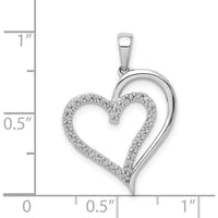 14K White Gold Diamond Heart Pendant with 35 Round Diamonds - 1/10 Carat Total Diamond Weight by Monteluci Fine Jewelry