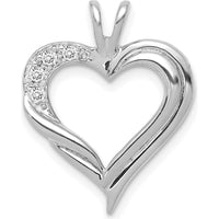 14K White Gold Diamond Heart Pendant with 4 Round Diamonds - 0.015 Carat Total Diamond Weight by Monteluci Fine Jewelry