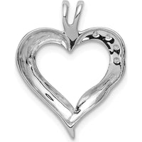 14K White Gold Diamond Heart Pendant with 4 Round Diamonds - 0.015 Carat Total Diamond Weight by Monteluci Fine Jewelry