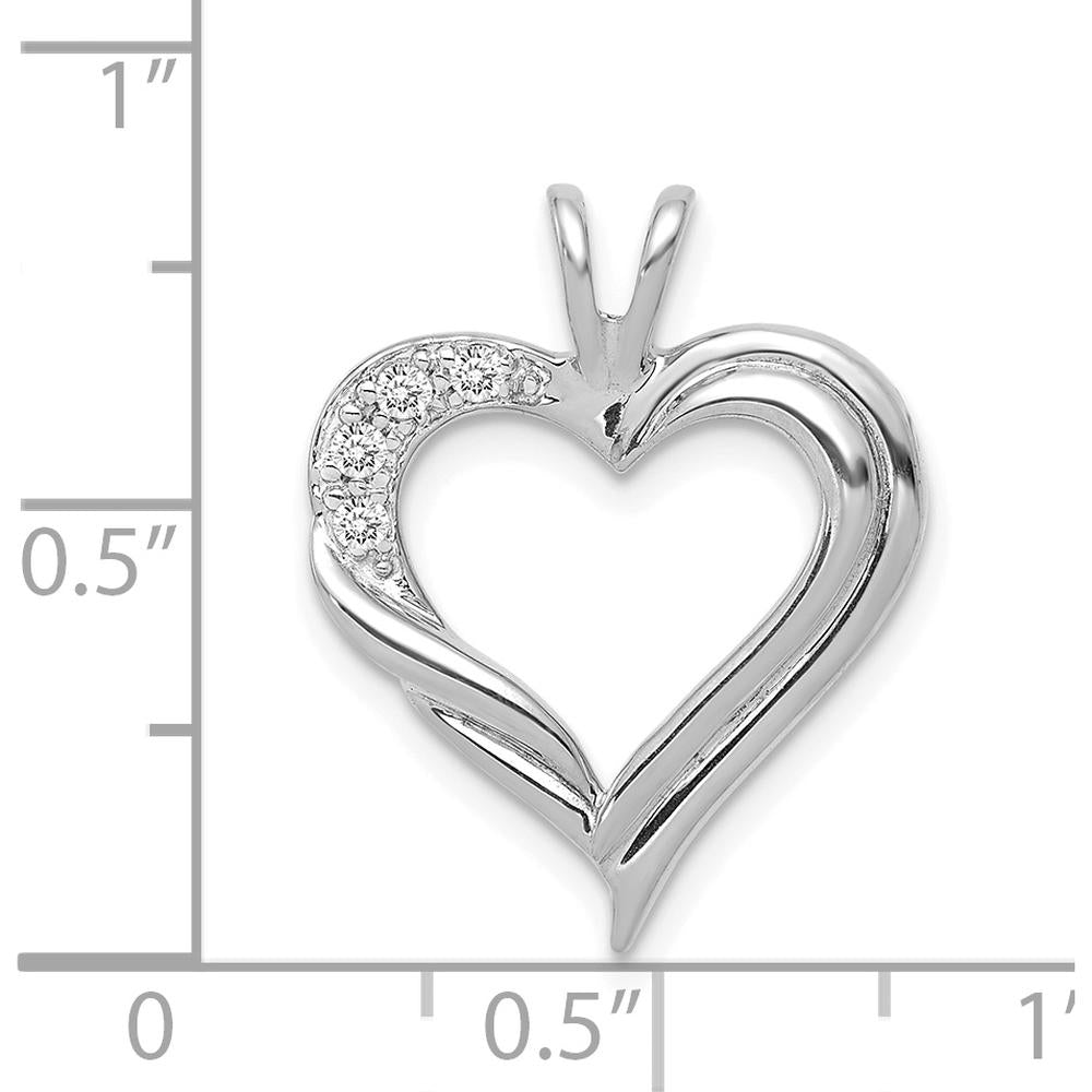 14K White Gold Diamond Heart Pendant with 4 Round Diamonds - 0.015 Carat Total Diamond Weight by Monteluci Fine Jewelry