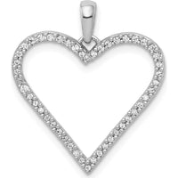 14K White Gold Diamond Heart Pendant with 48 Round Diamonds - 0.16 Carat Total Diamond Weight by Monteluci Fine Jewelry