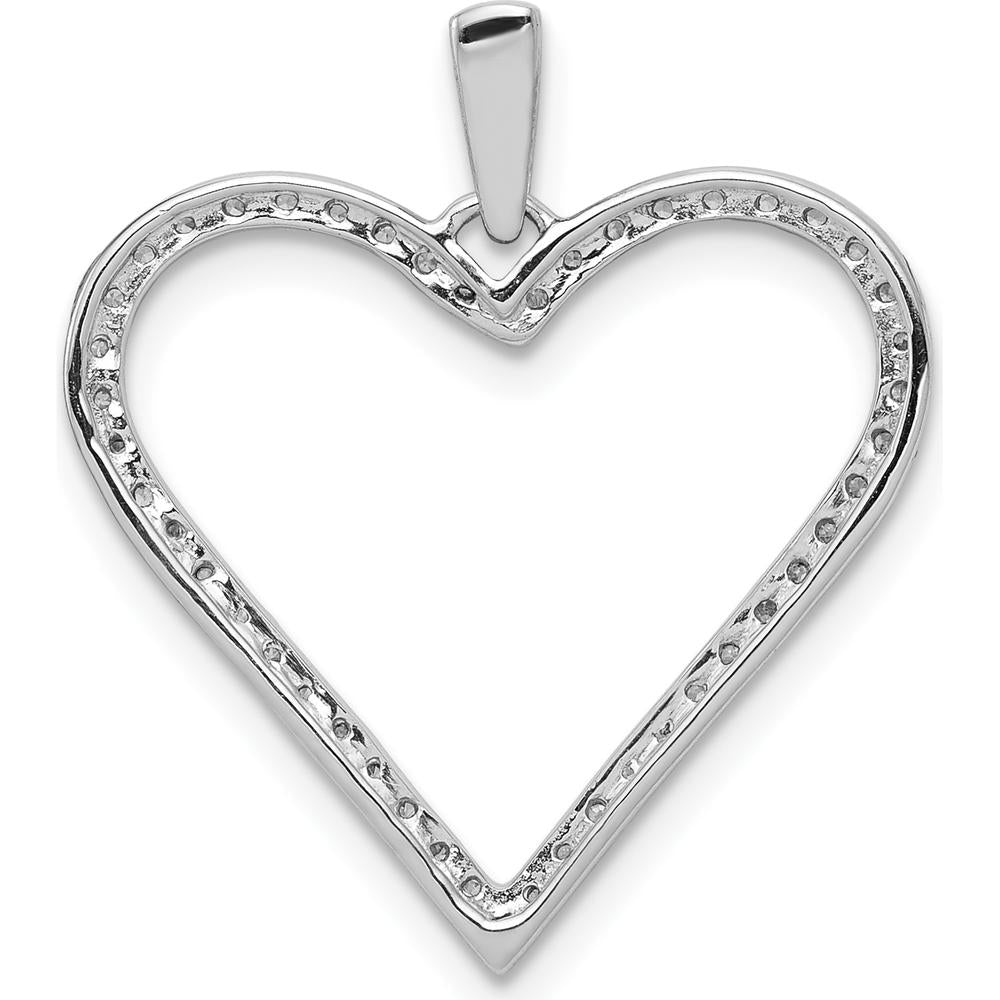 14K White Gold Diamond Heart Pendant with 48 Round Diamonds - 0.16 Carat Total Diamond Weight by Monteluci Fine Jewelry