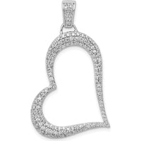 14K White Gold Diamond Heart Pendant with 5/8 Carat Total Diamond Weight by Monteluci Fine Jewelry