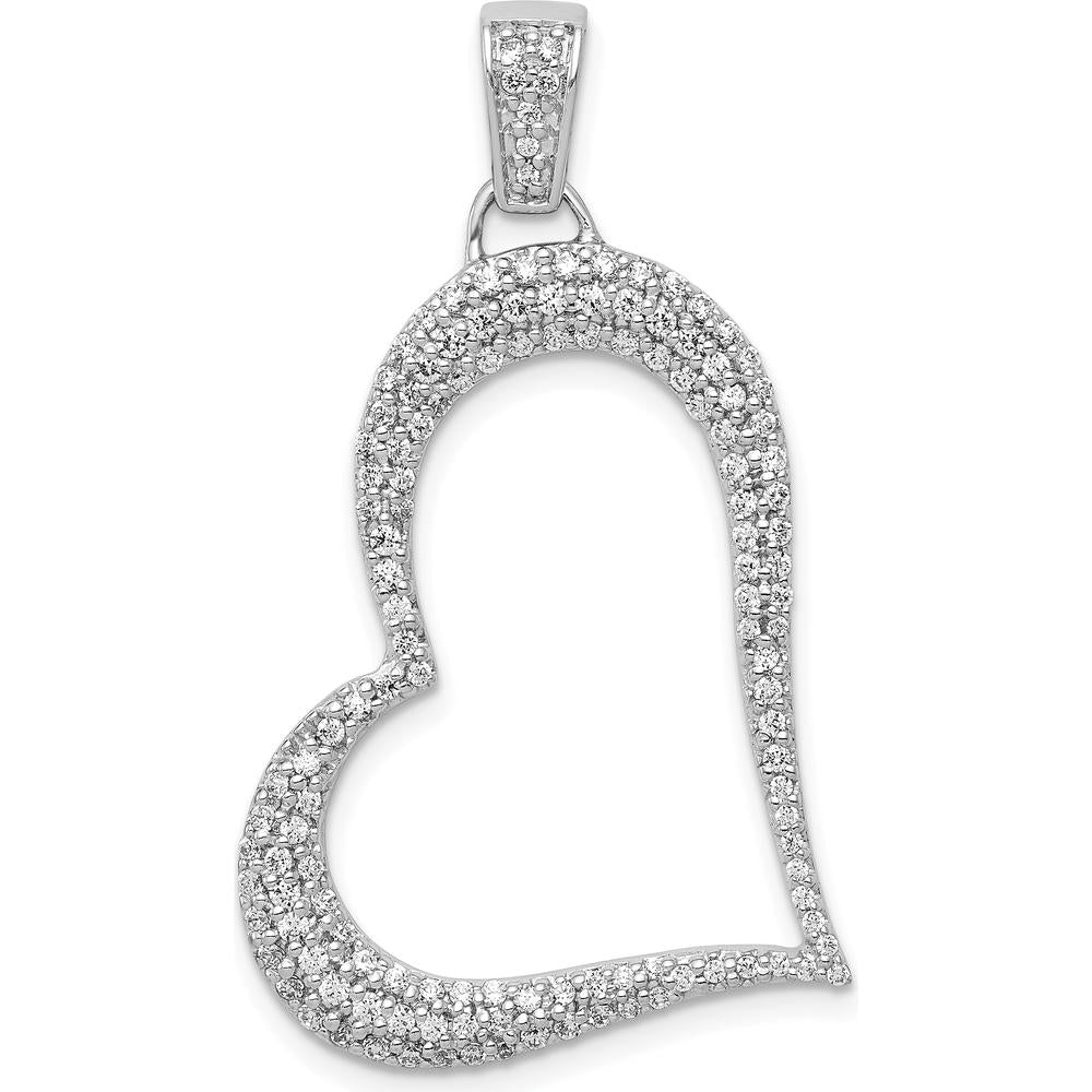 14K White Gold Diamond Heart Pendant with 5/8 Carat Total Diamond Weight by Monteluci Fine Jewelry