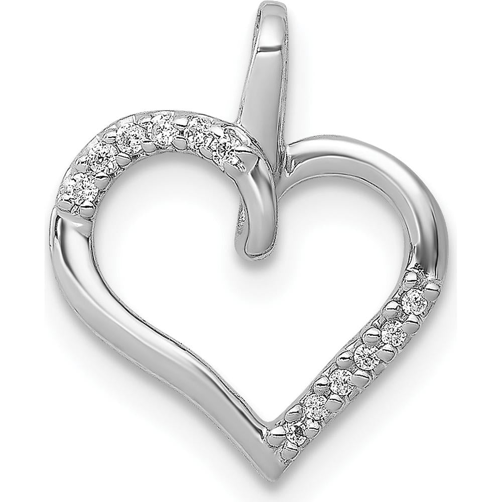 14K White Gold Diamond Heart Pendant with Natural Round Diamonds - 0.008 Carat Total Diamond Weight by Monteluci Fine Jewelry